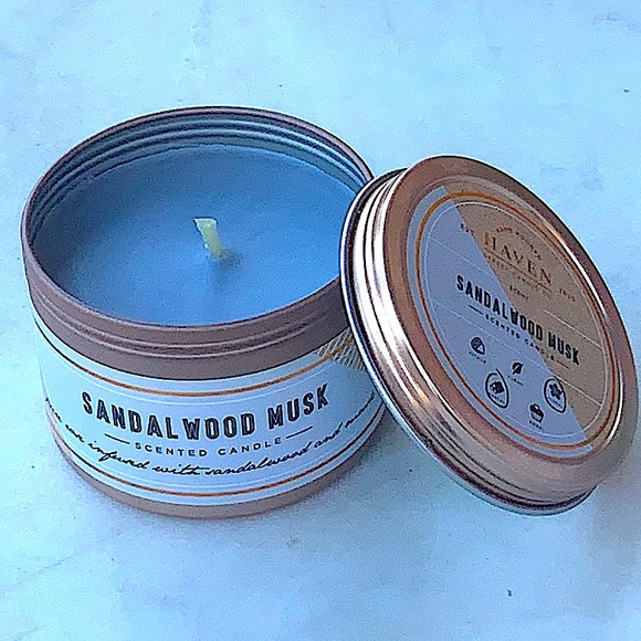 HAVEN STREET CANDLE SANDALWOOD MUSK 1 WICK 4.16 Oz TIN NEW - Picture 2 of 3